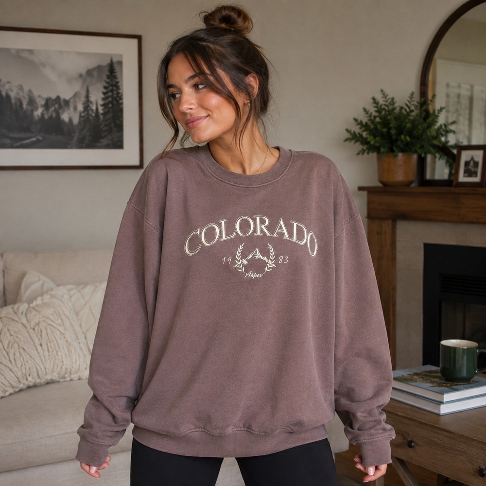 Vintage Full Tilt Sweatshirt Women XL Pink Colorado Aspen 1983 Oversized Y2K